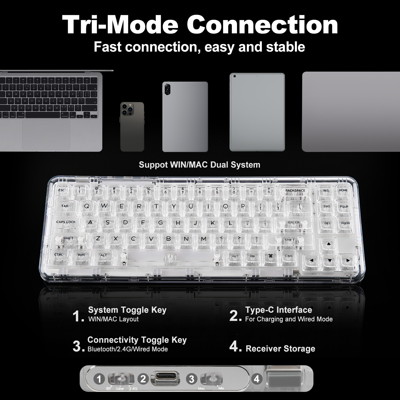 YUNZII-Teclado mecánico X71 pa - Holy Stone Drone Hs175 reseña y precio