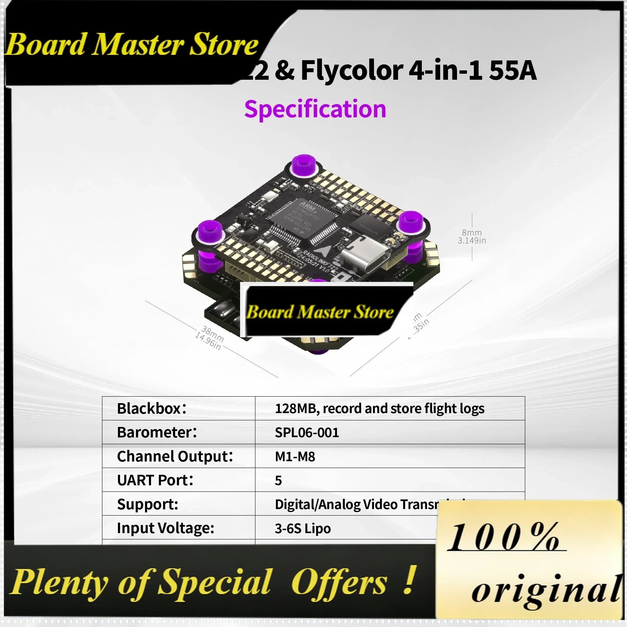Controlador de Vuelo BoMaSRadi - Betaflight Fc F7 reseña y precio